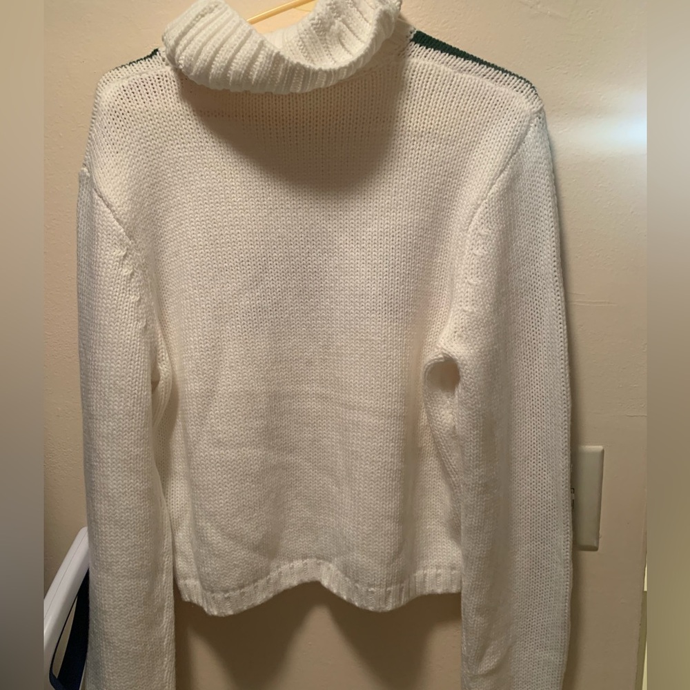 NWT Ellsworth & Ivey LYC White Cropped Sweater with Red and Green Stripes - Picture 5 of 6